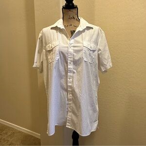 Men’s Claiborne White Casual Button Down Shirt